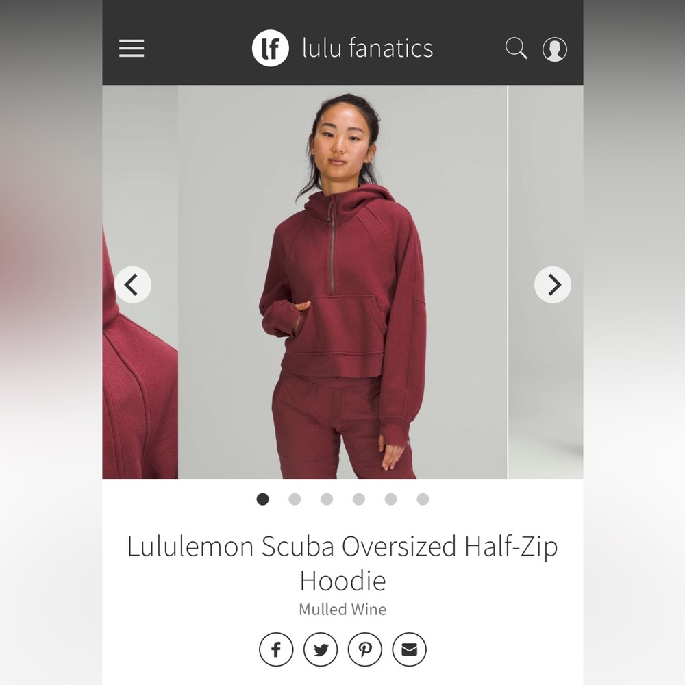 *Like New* Lululemon half zip scuba mulled wine XS/S